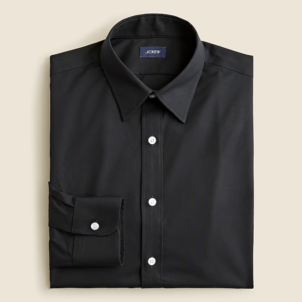 J Crew Black Bowery Wrinkle Free Dress Shirt With Point Collar Mens Large